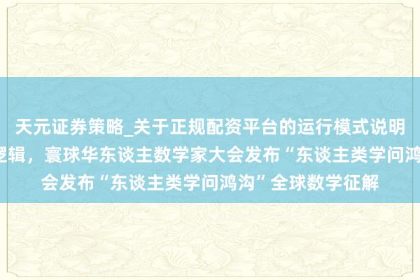 天元证券策略_关于正规配资平台的运行模式说明 编削AI数学底层逻辑，寰球华东谈主数学家大会发布“东谈主类学问鸿沟”全球数学征解