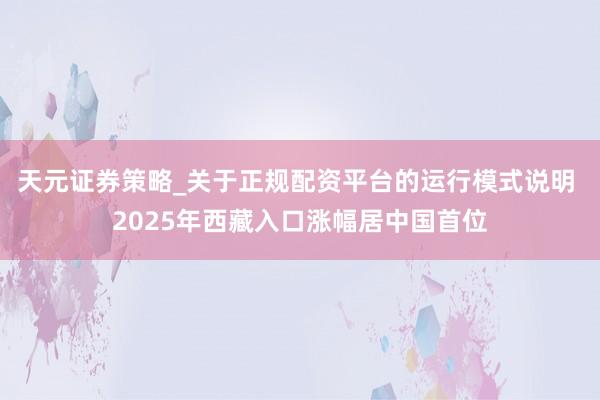 天元证券策略_关于正规配资平台的运行模式说明 2025年西藏入口涨幅居中国首位