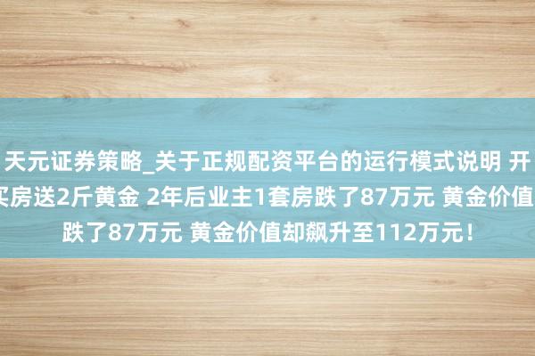 天元证券策略_关于正规配资平台的运行模式说明 开荒商“神操作”:买房送2斤黄金 2年后业主1套房跌了87万元 黄金价值却飙升至112万元!