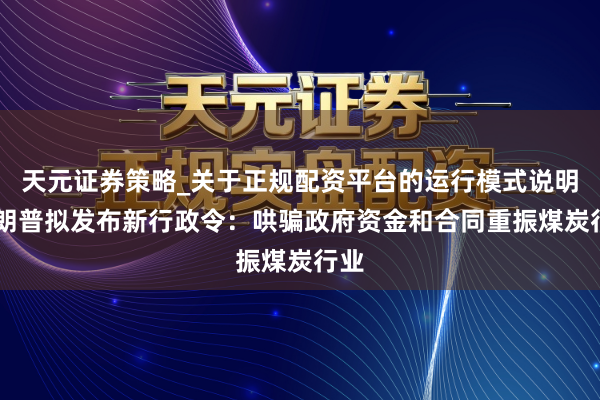 天元证券策略_关于正规配资平台的运行模式说明 特朗普拟发布新行政令：哄骗政府资金和合同重振煤炭行业