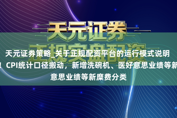 天元证券策略_关于正规配资平台的运行模式说明 最新公布!CPI统计口径搬动,新增洗碗机、医好意思业绩等新糜费分类