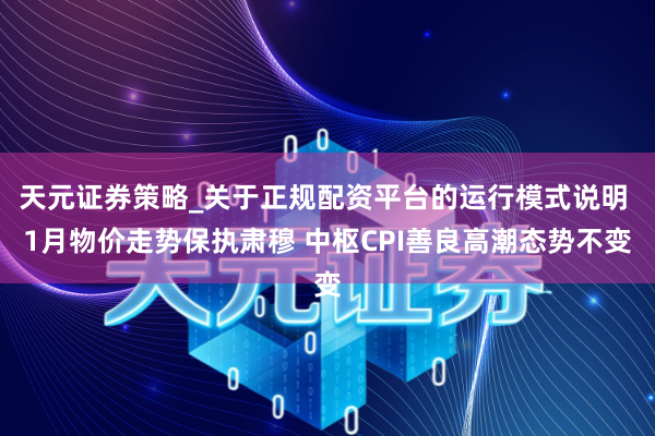 天元证券策略_关于正规配资平台的运行模式说明 1月物价走势保执肃穆 中枢CPI善良高潮态势不变