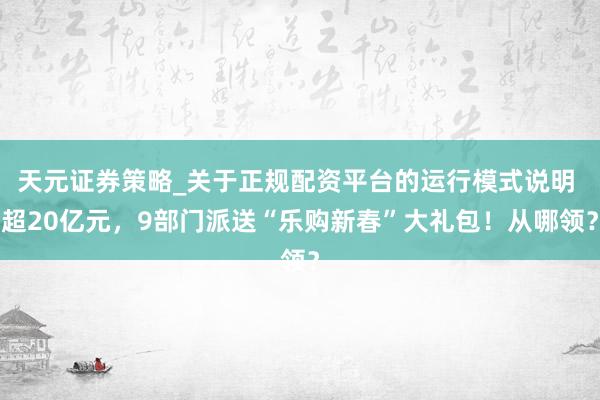 天元证券策略_关于正规配资平台的运行模式说明 超20亿元,9部门派送“乐购新春”大礼包!从哪领?