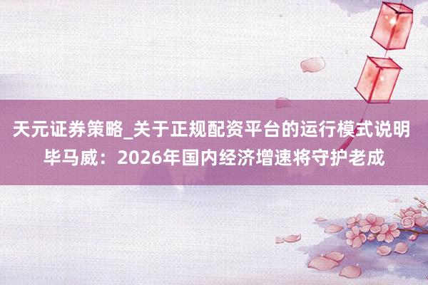 天元证券策略_关于正规配资平台的运行模式说明 毕马威:2026年国内经济增速将守护老成