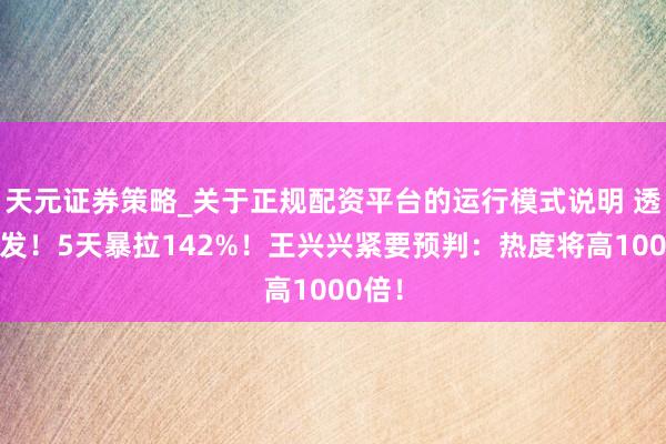 天元证券策略_关于正规配资平台的运行模式说明 透顶爆发!5天暴拉142%!王兴兴紧要预判:热度将高1000倍!