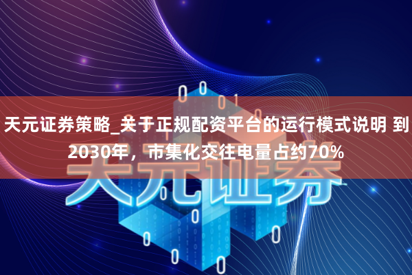天元证券策略_关于正规配资平台的运行模式说明 到2030年,市集化交往电量占约70%